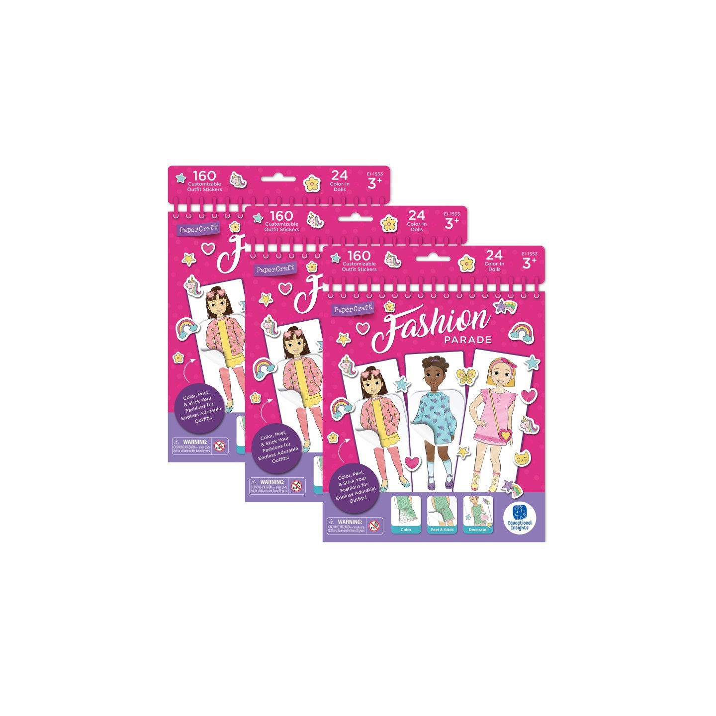Educational Insights PaperCraft Fashion Parade Paper Dolls, 3 Sets