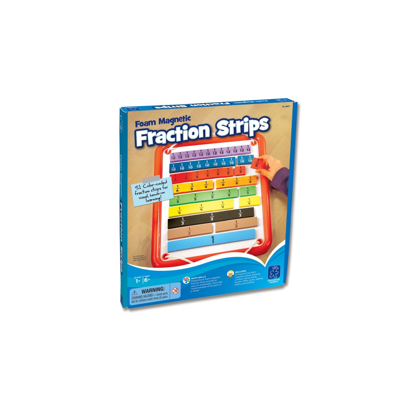 Educational Insights Foam Magnetic Fraction Strips, 51 Pieces