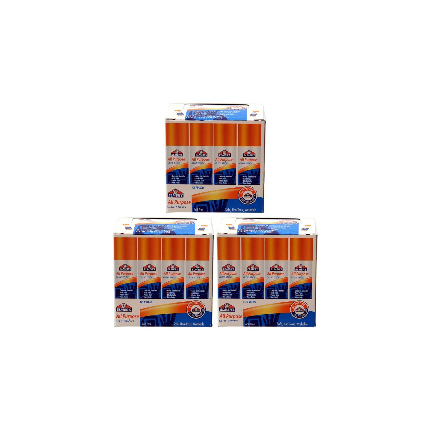 Elmer's® All Purpose Glue Stick, 0.21 oz, 12 Per Pack, 3 Packs