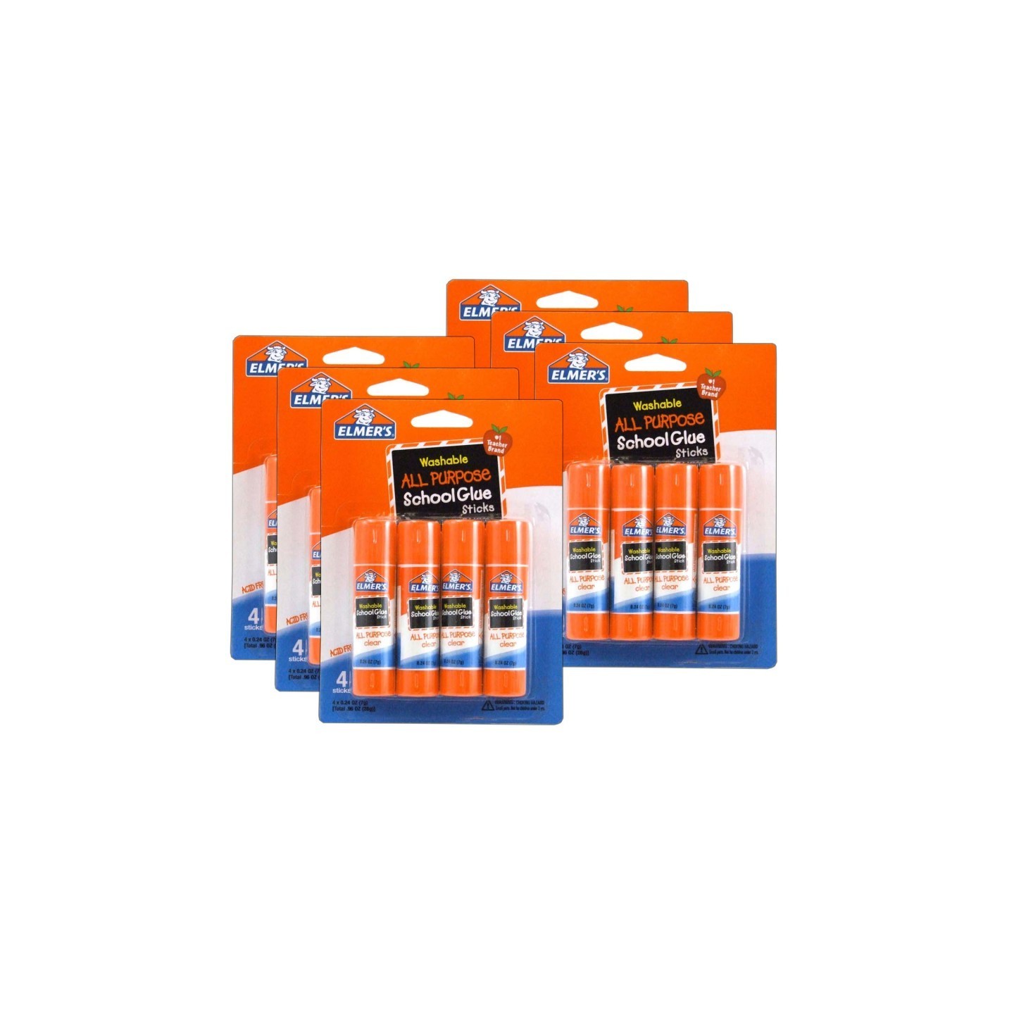 Elmer's® Washable School Glue Sticks, All Purpose, 4 Per Pack, 6 Packs