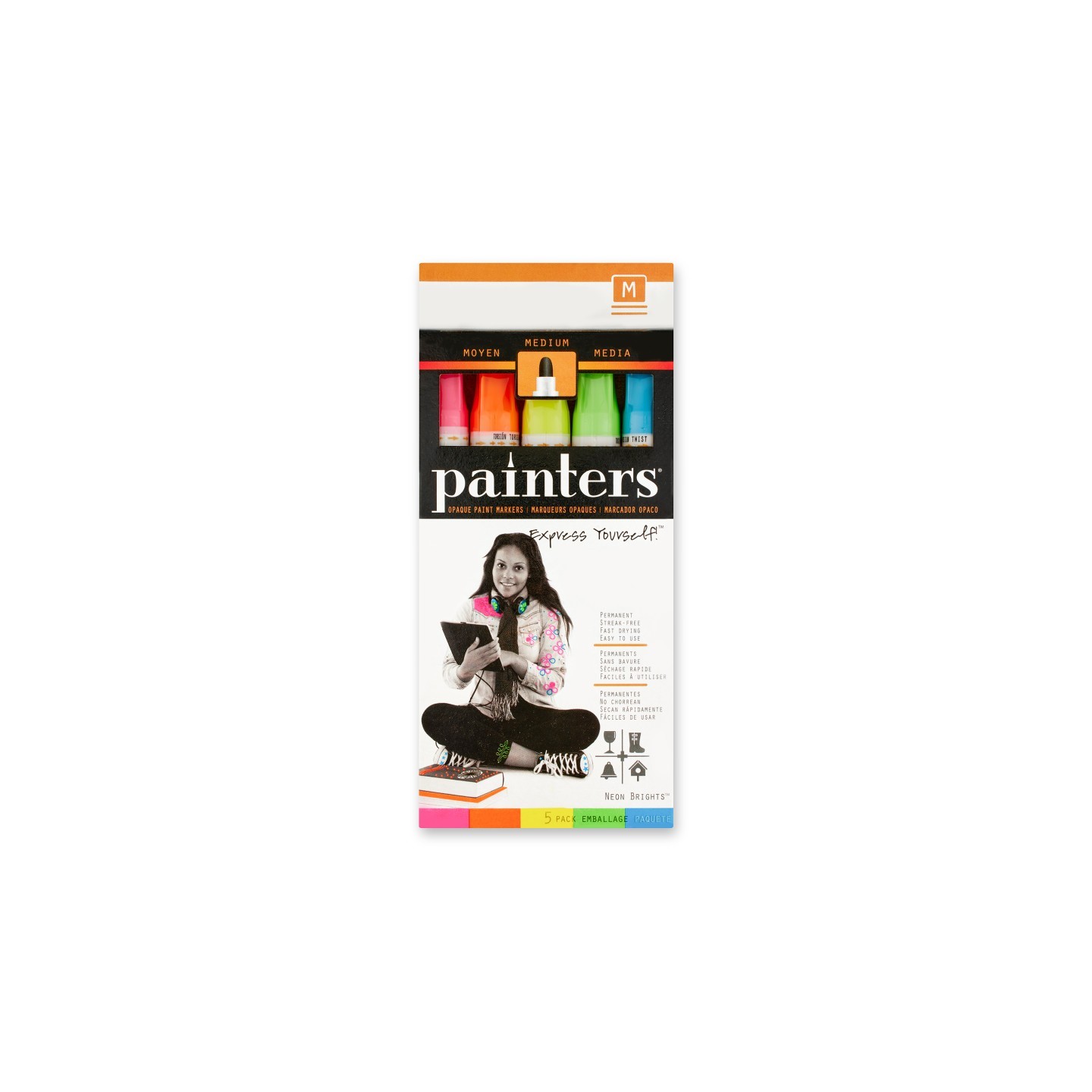 Elmer's® Painters Opaque Paint Markers, Medium Point, Neon Colors, 5 Count