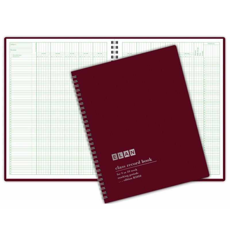ELAN Publishing Class Record Book, Grades for 9-10 Weeks, 50 Student Names