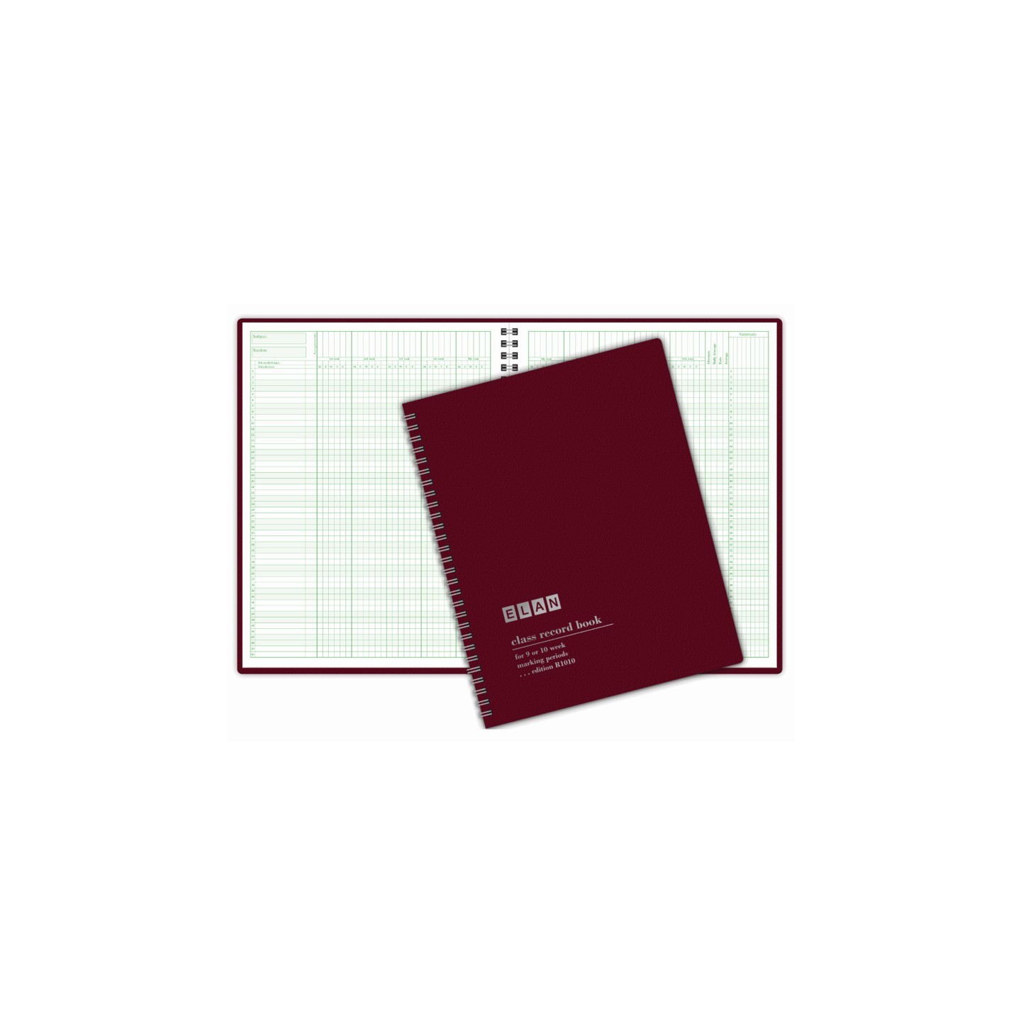 ELAN Publishing Class Record Book, Grades for 9-10 Weeks, 50 Student Names