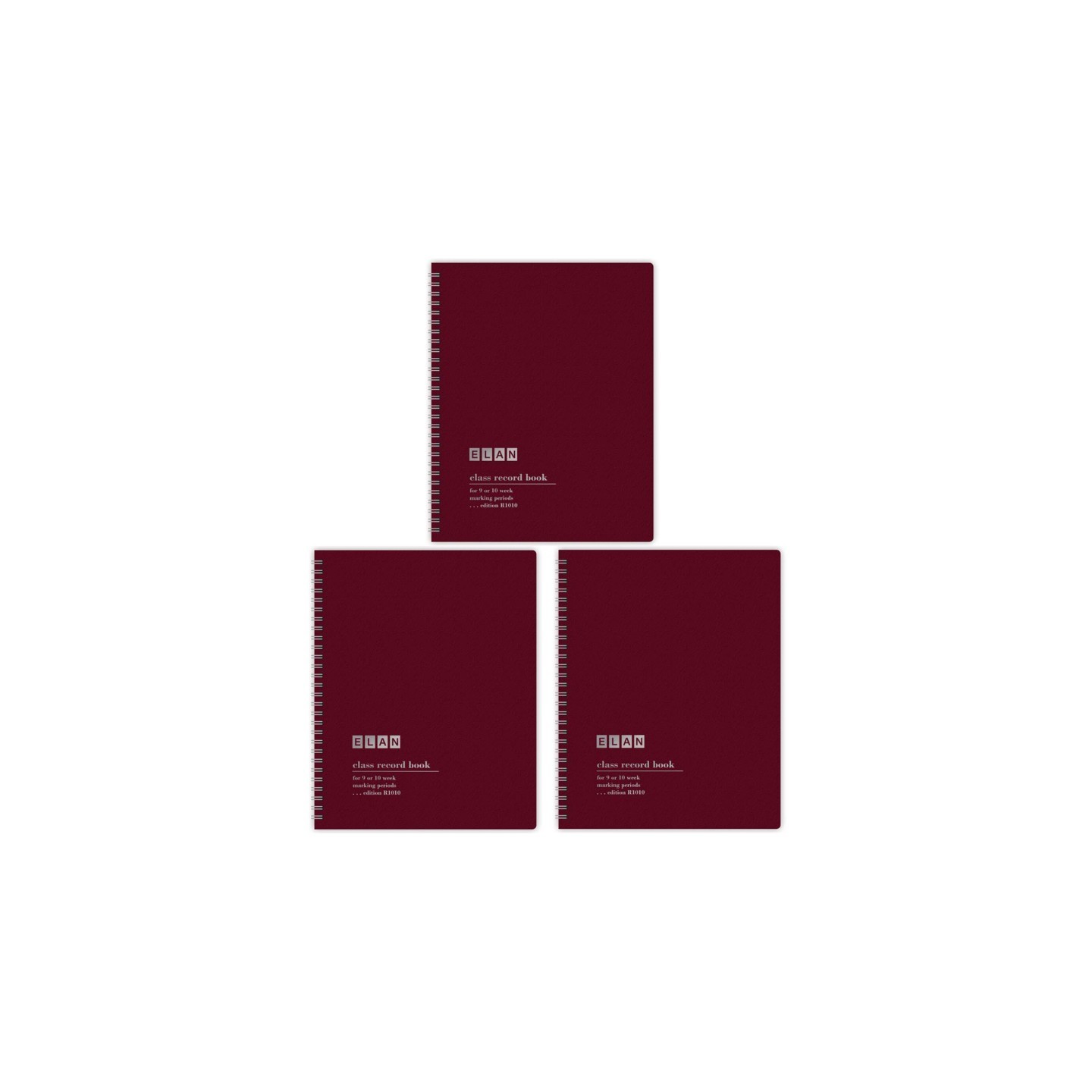 ELAN Publishing Class Record Book, Grades for 9-10 Weeks, 50 Student Names, Pack of 3