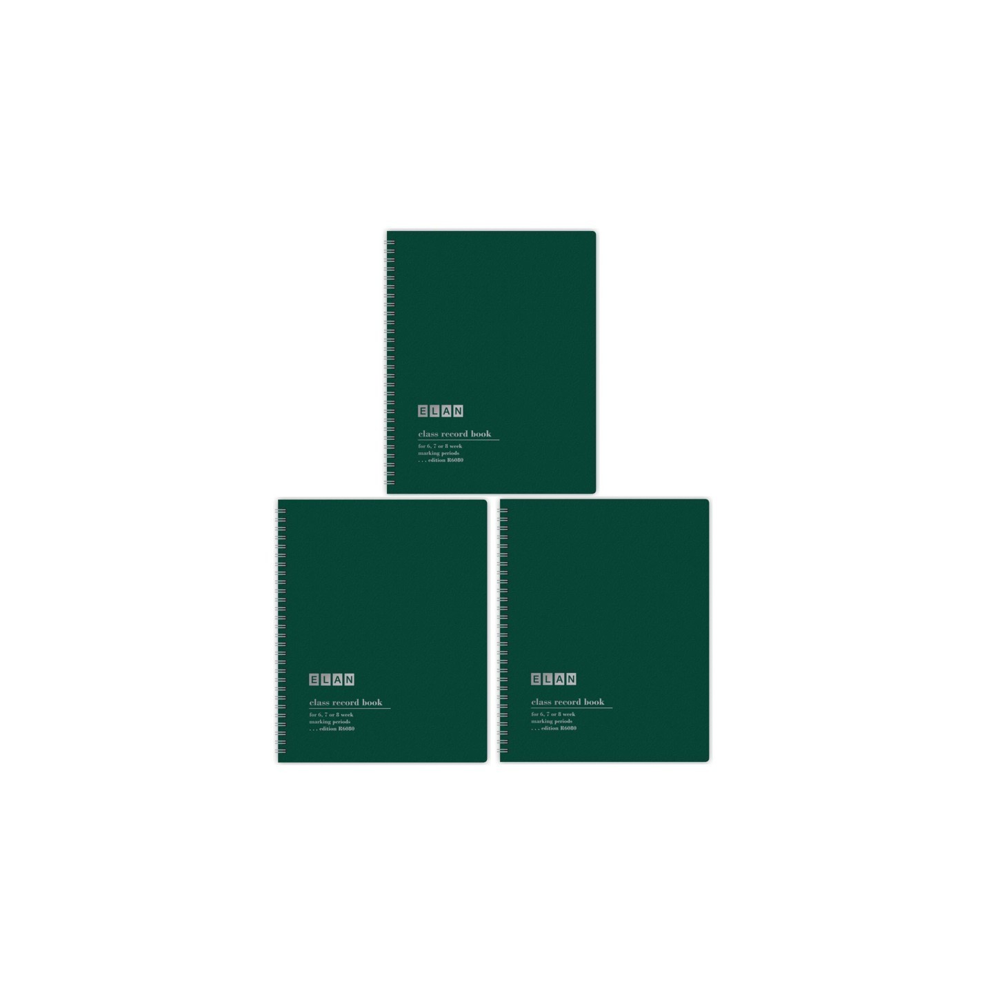 ELAN Publishing Class Record Book, Grades for 6-8 Weeks, 36 Student Names, Large Blocks, Pack of 3