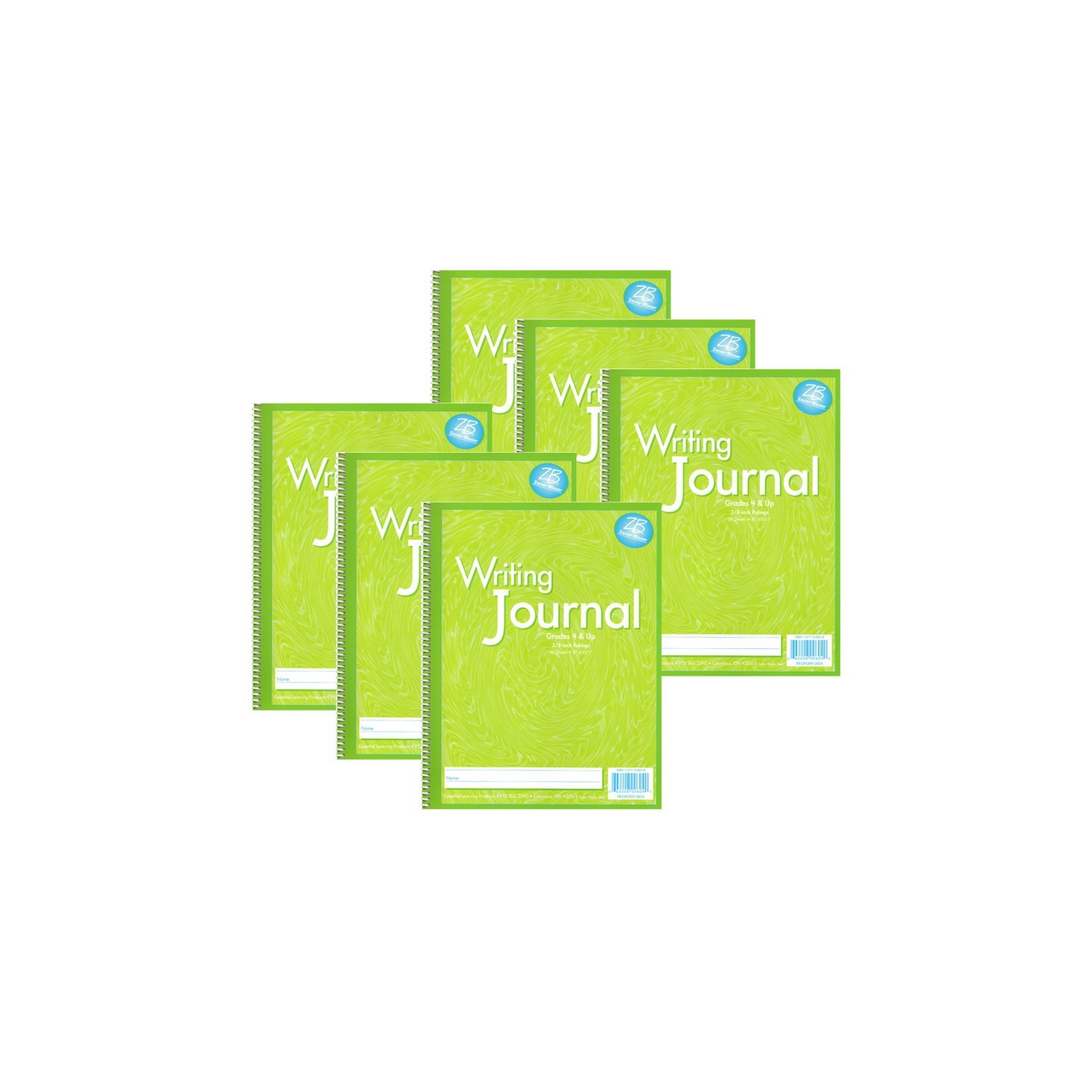 Zaner-Bloser® Writing Journal, Liquid Color, 3/8" Ruling, Grades 4+, Pack of 6