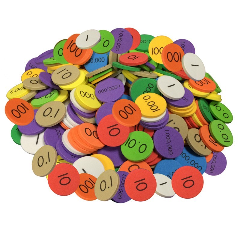 Sensational Math™ 10-Value Decimals to Whole Numbers Place Value Discs, 250 Discs