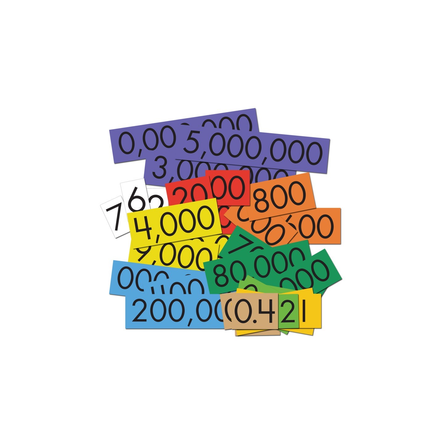 Sensational Math™ 10-Value Decimals to Whole Numbers Place Value Cards Set, Pack of 100
