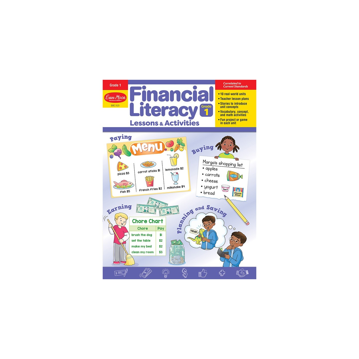 Evan-Moor Educational Publishers Financial Literacy Lessons & Activities, Grade 1