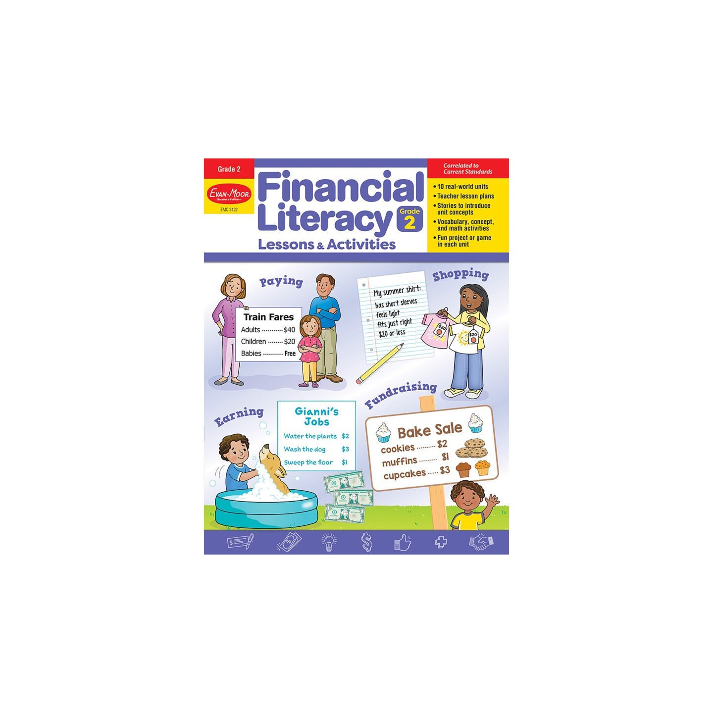 Evan-Moor Educational Publishers Financial Literacy Lessons & Activities, Grade 2