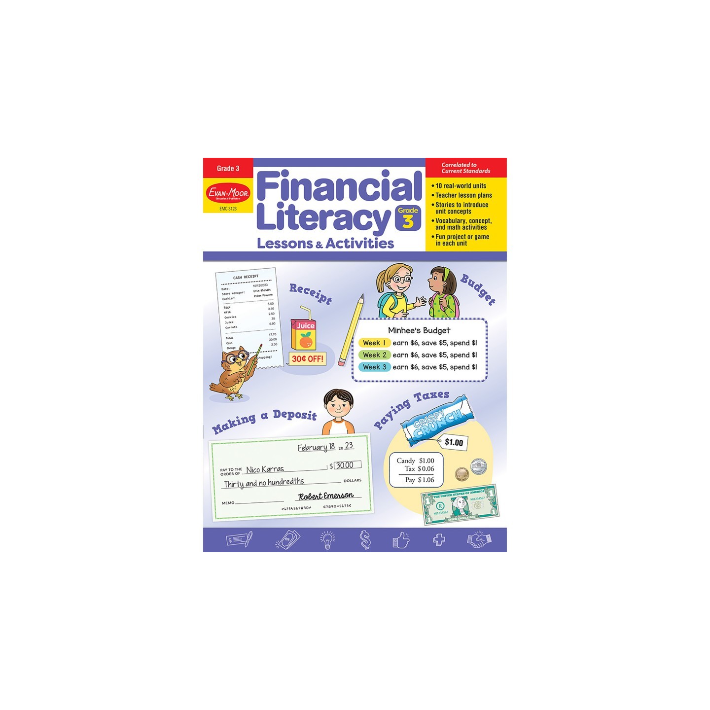 Evan-Moor Educational Publishers Financial Literacy Lessons & Activities, Grade 3