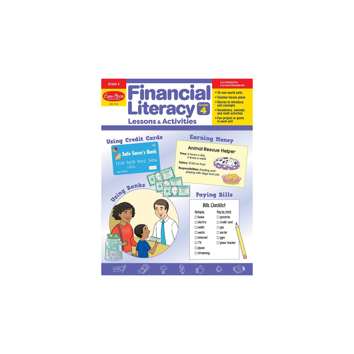 Evan-Moor Educational Publishers Financial Literacy Lessons & Activities, Grade 4