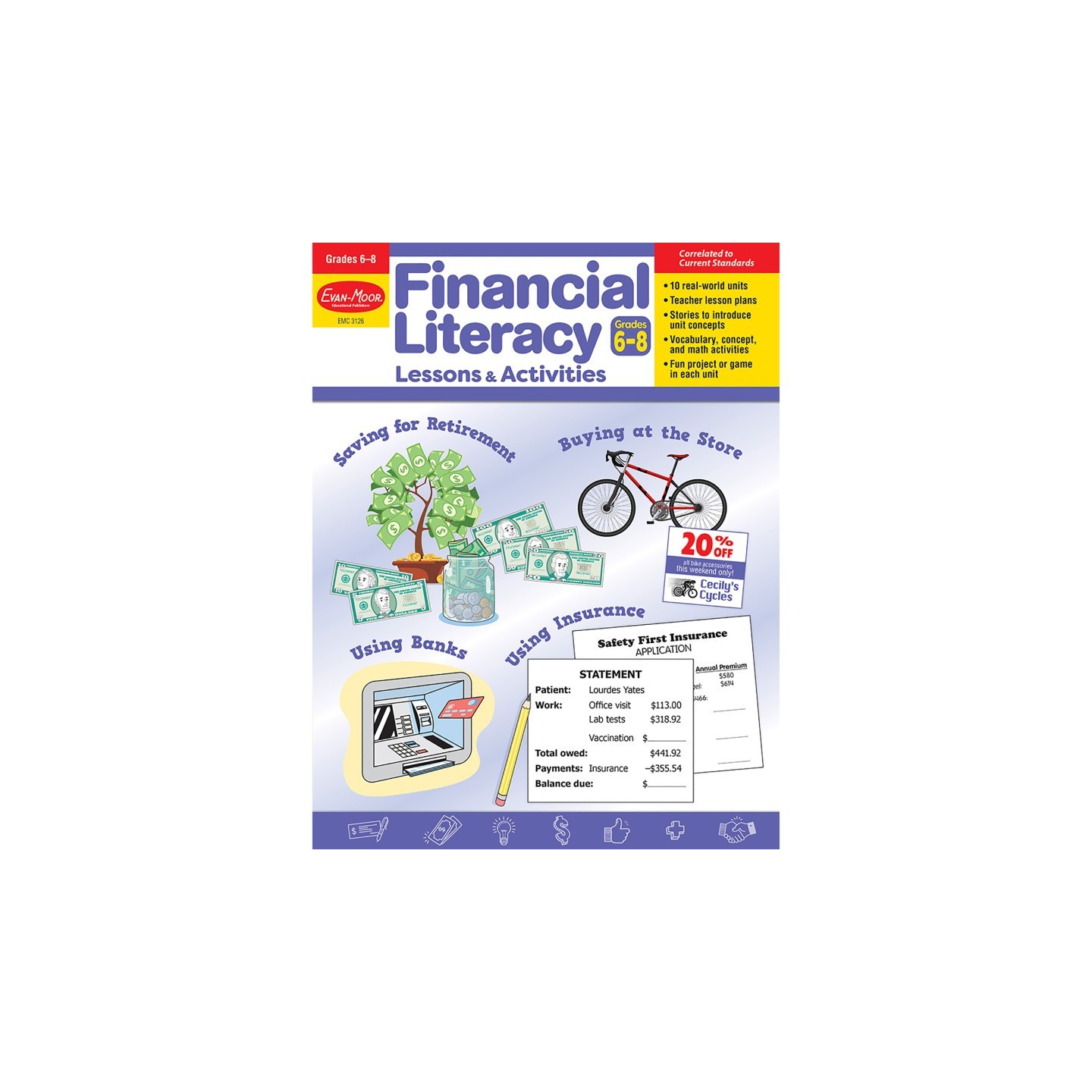 Evan-Moor Educational Publishers Financial Literacy Lessons & Activities, Grade 6