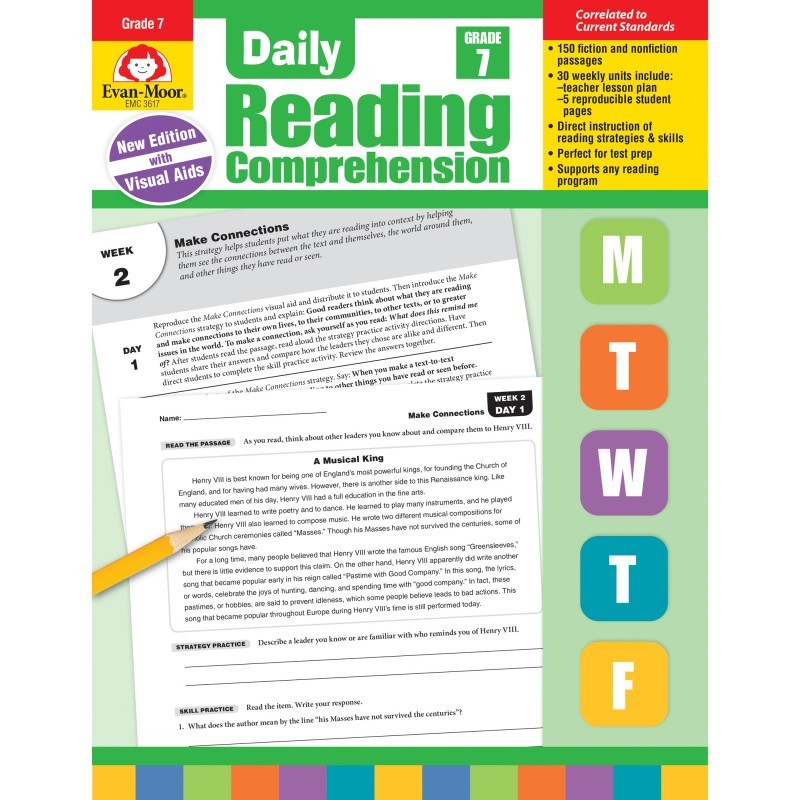 Evan-Moor Educational Publishers Daily Reading Comprehension, Teacher's Edition, Grade 7