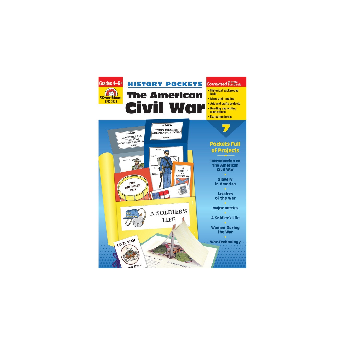 Evan-Moor Educational Publishers History Pockets: The American Civil War Book, Teacher Resource, Grades 4-6
