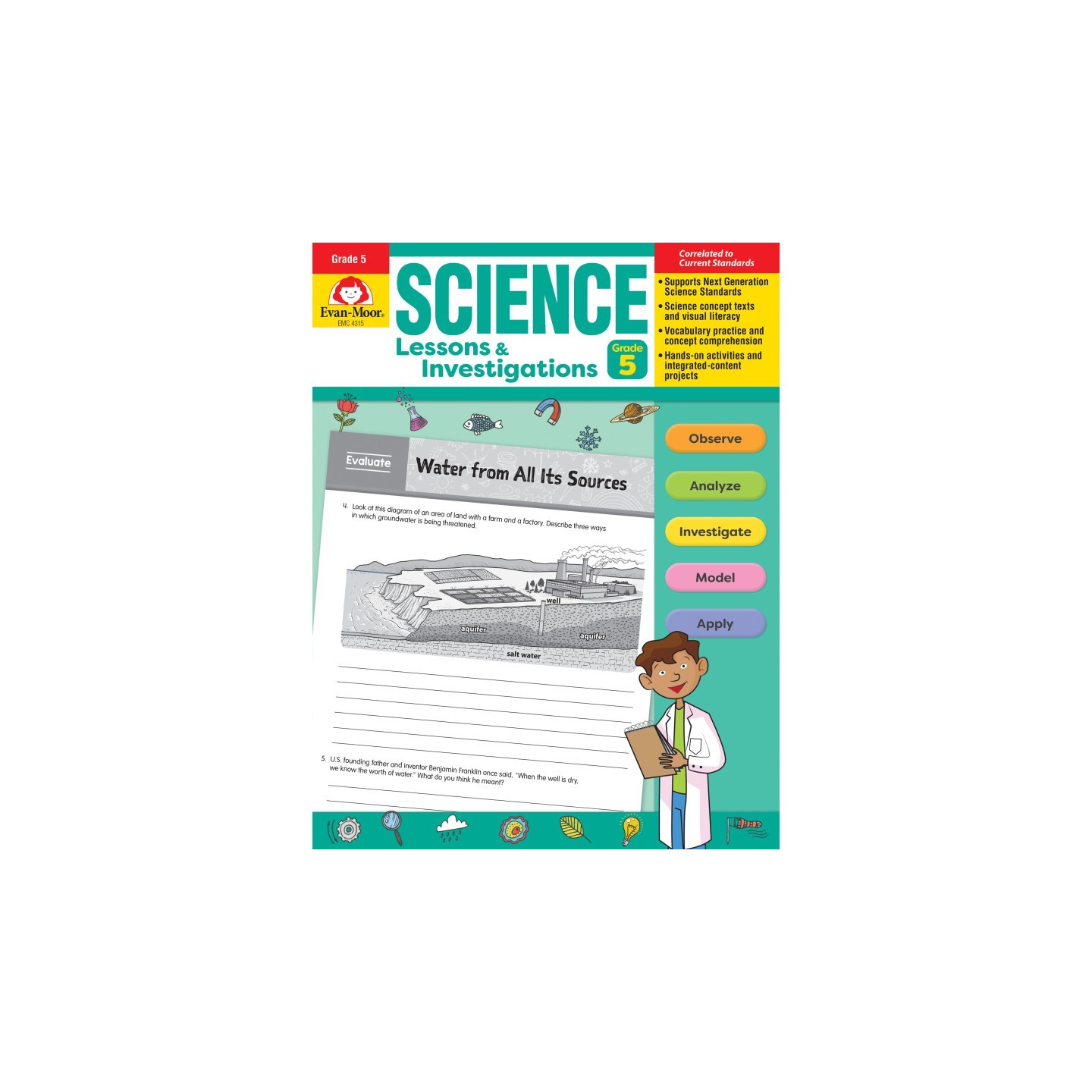 Evan-Moor Educational Publishers Science Lessons and Investigations, Grade 5