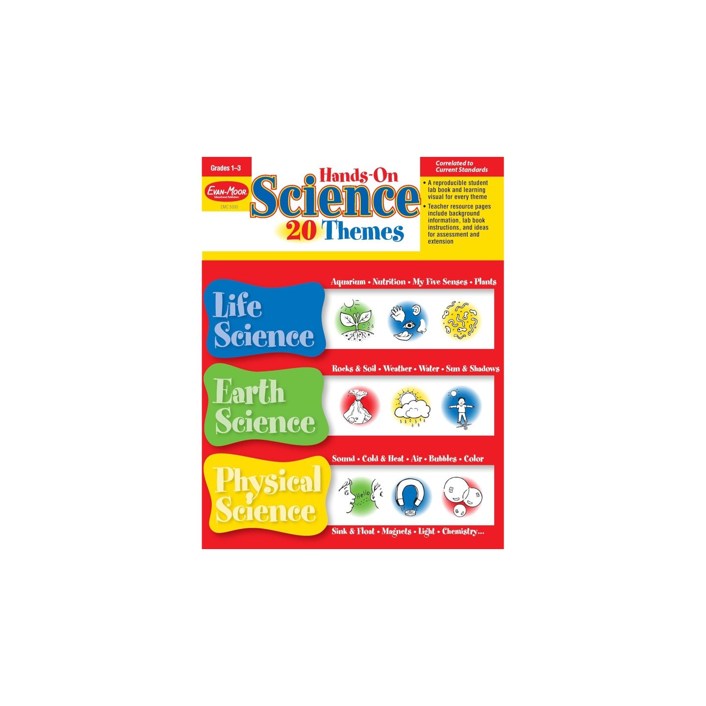 Evan-Moor Educational Publishers Hands-On Science 20 Themes Book, Grades 1-3