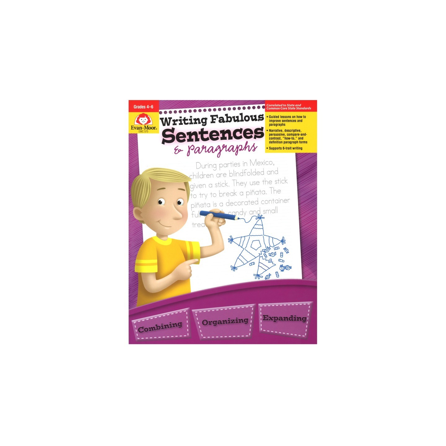 Evan-Moor Educational Publishers Writing Fabulous Sentences & Paragraphs, Grades 4-6, Teacher Reproducibles, Print