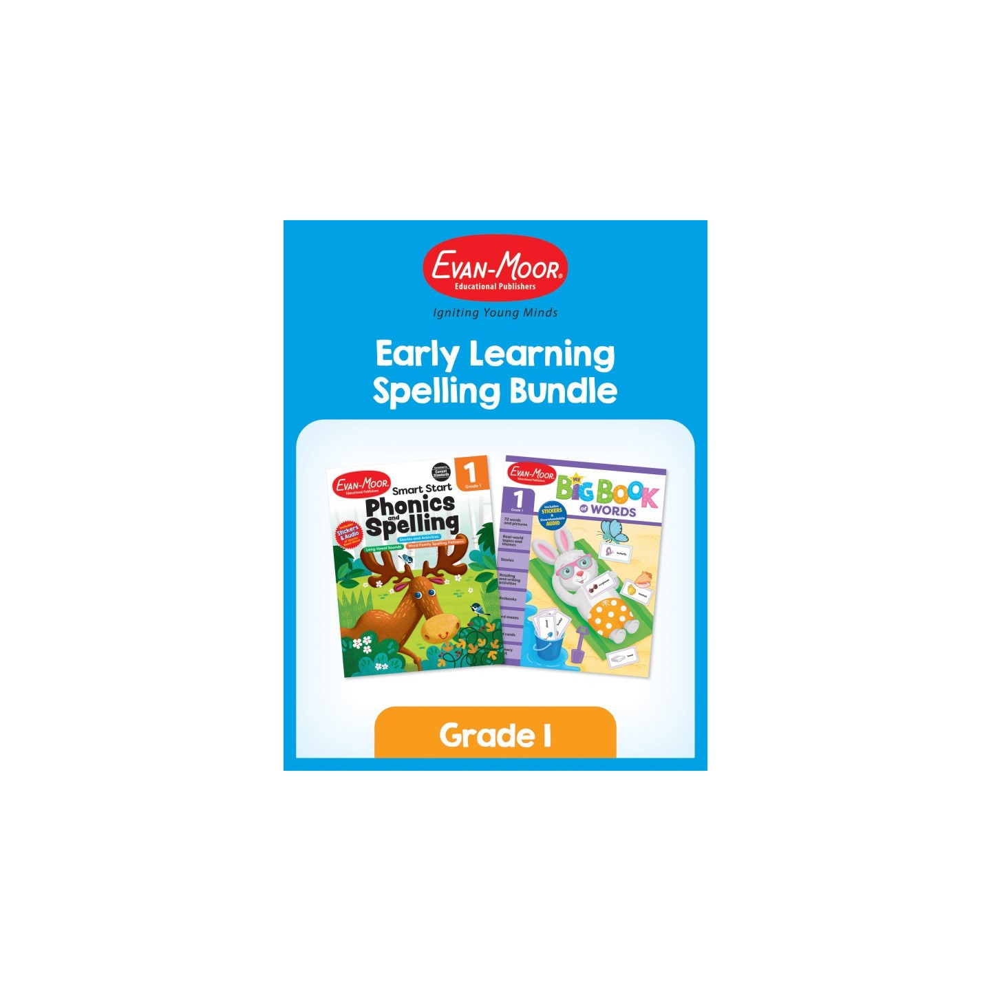 Evan-Moor Educational Publishers Early Learning Spelling Activity Book Bundle, Grade 1