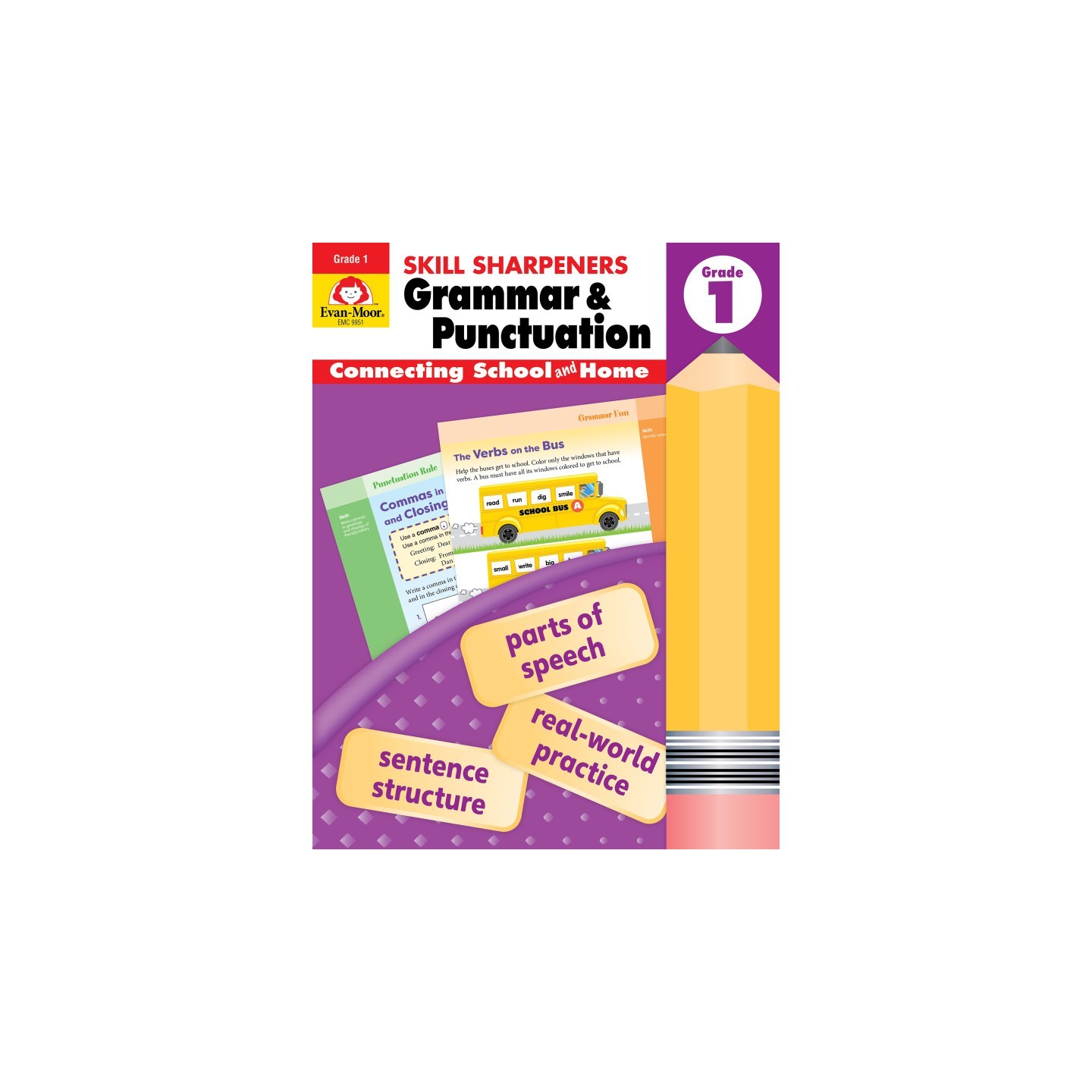 Evan-Moor Educational Publishers Skill Sharpeners: Grammar & Punctuation Activity Book, Grade 1