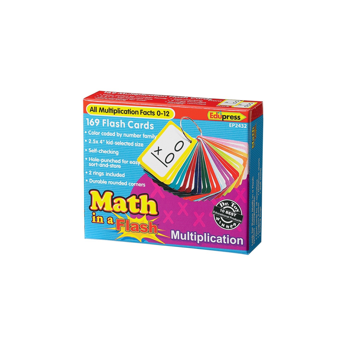 Edupress™ Math in a Flash™ Color-Coded Multiplication Flash Cards, 169 Cards