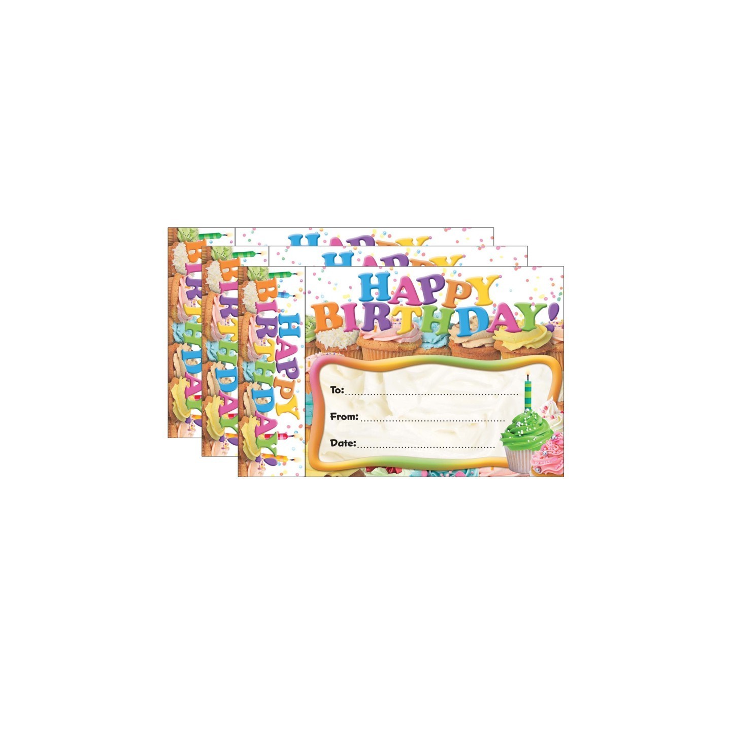 Edupress™ Happy Birthday Cupcakes Bookmark Awards, 30 Per Pack, 3 Packs