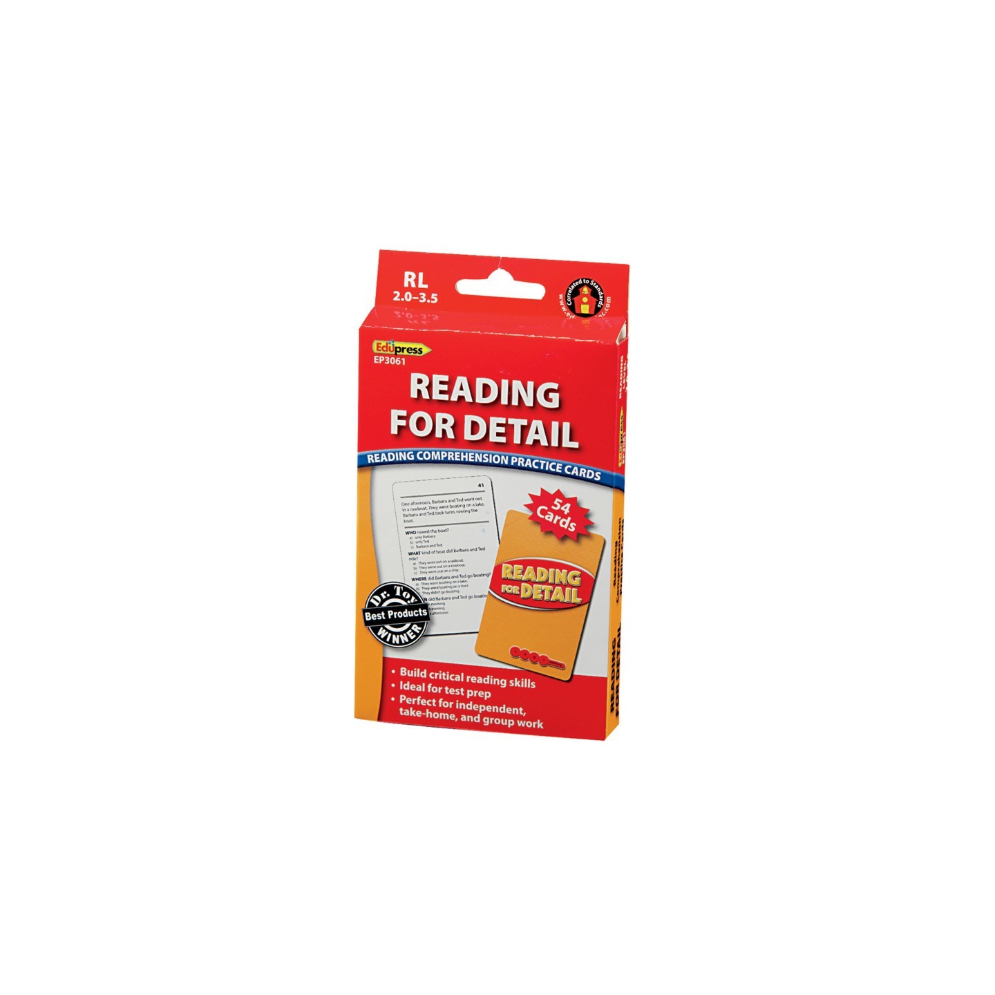 Edupress™ Reading for Detail Practice Cards Red Level, Levels 2.0-3.5