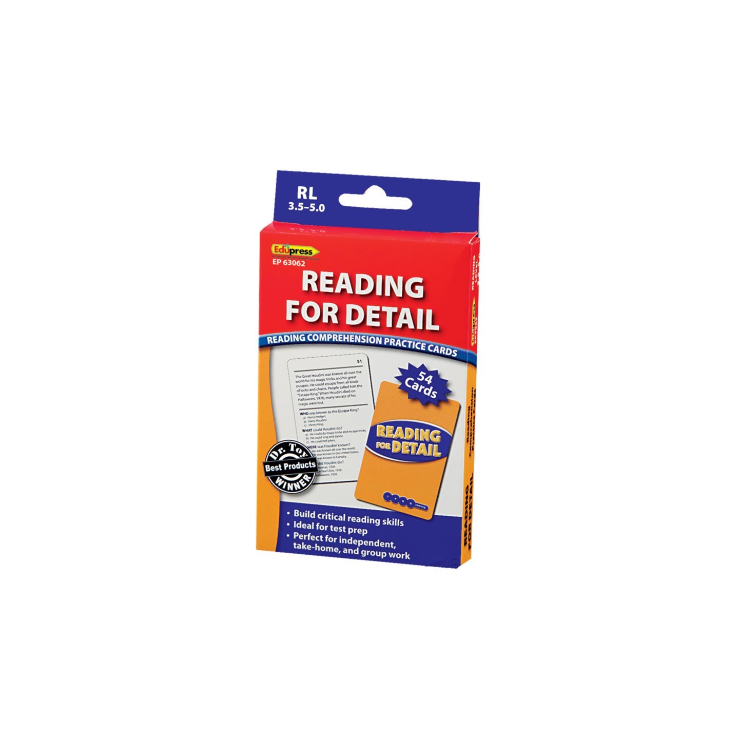 Edupress™ Reading for Detail Practice Cards Blue Level, Levels 3.5-5.0