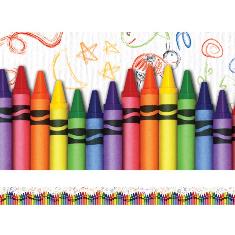 Edupress™ Crayons Straight Border Trim, 35 Feet