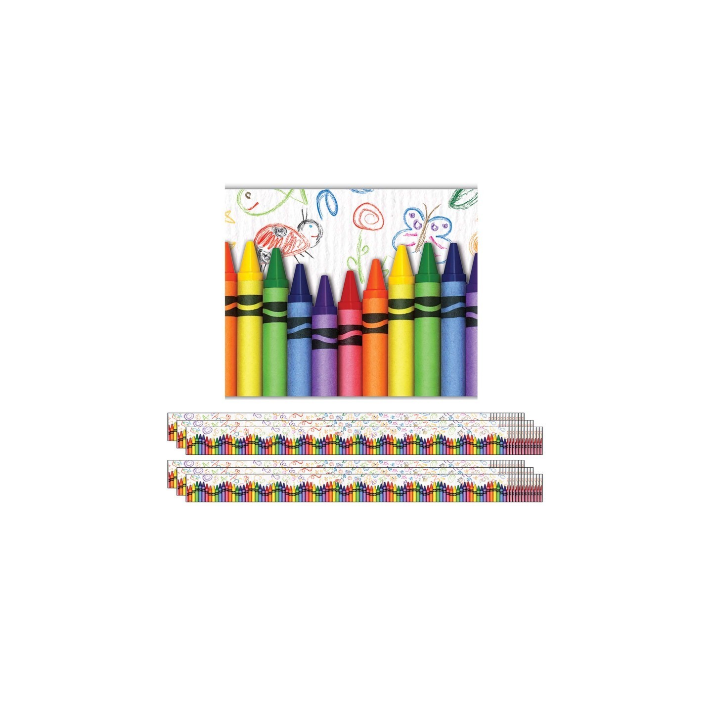 Edupress™ Crayons Layered Border, 35 Feet Per Pack, 6 Packs