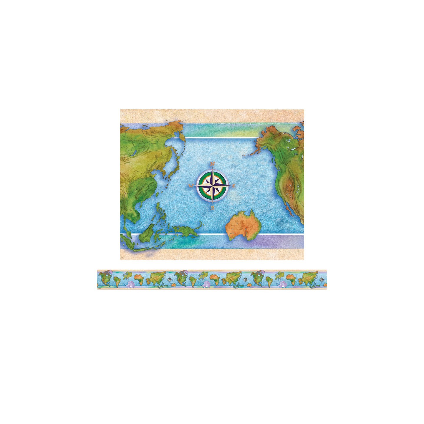 Edupress™ World Continents Straight Border Trim, 35 Feet