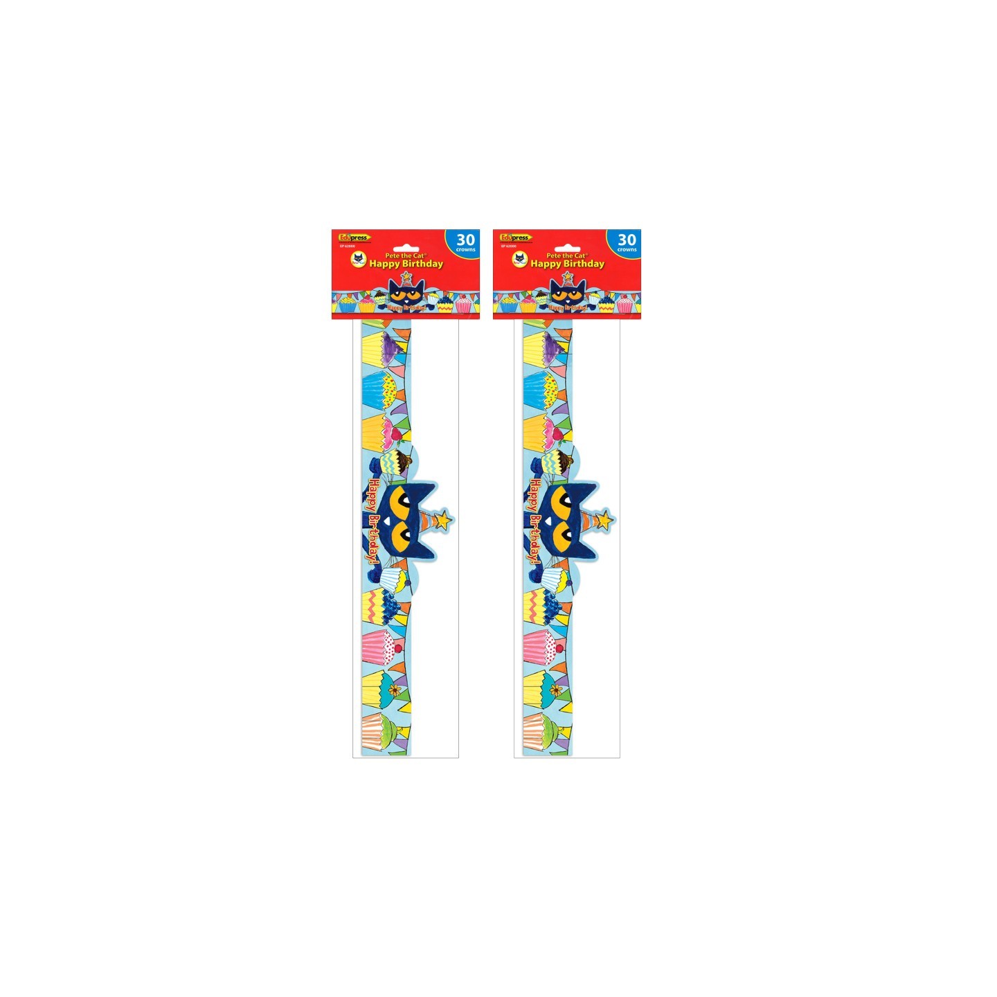 Teacher Created Resources® Pete the Cat Happy Birthday Crowns, 30 Per Pack, 2 Packs
