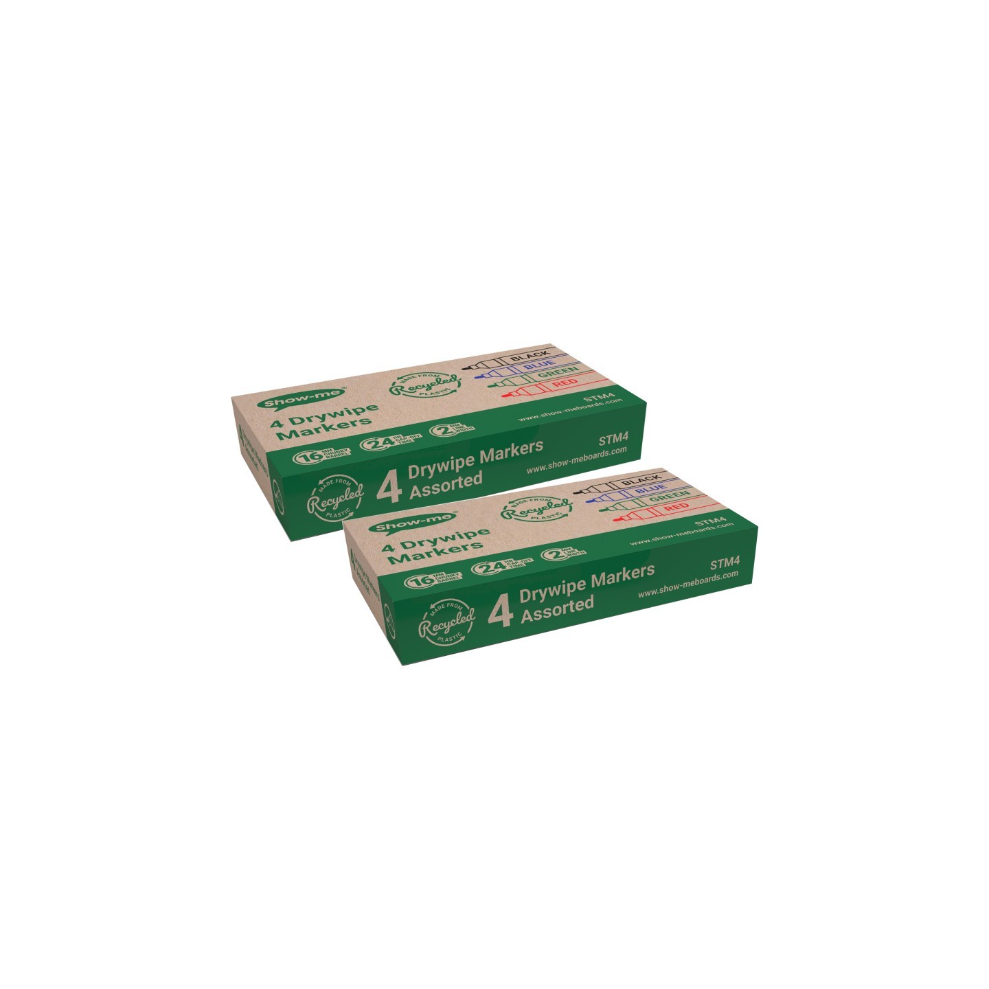 Show-me® Chunky Dry Erase Markers, Assorted, 4 Per Box, 2 Boxes
