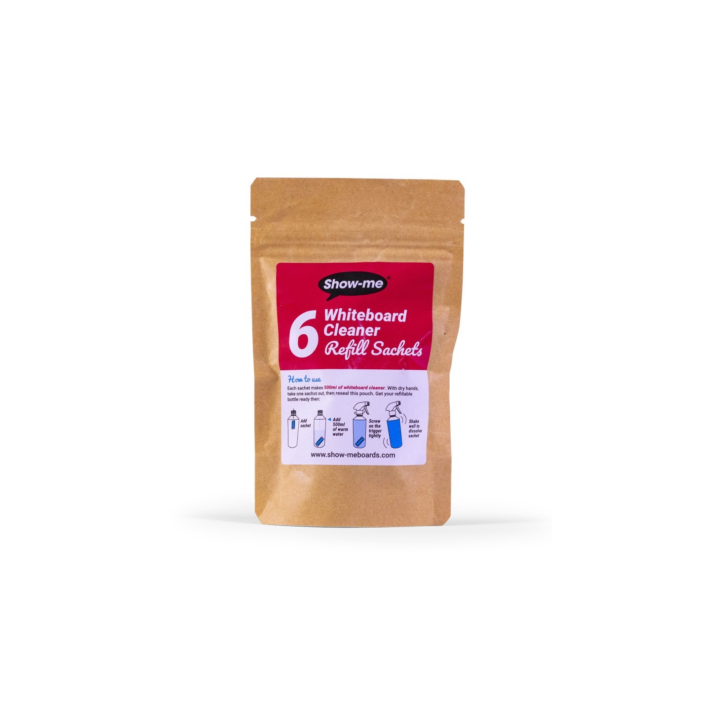 Show-me® Refillable Dry Erase Board Cleaner Sachets, Pack of 6