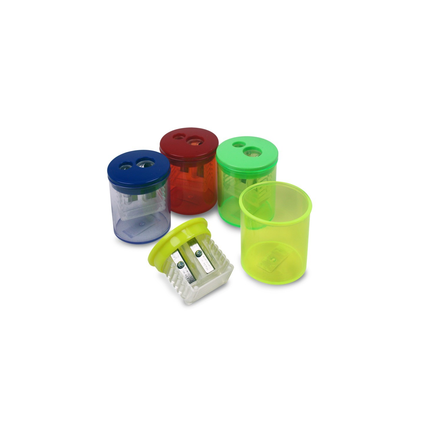 Eisen Two-Hole Pencil Sharpener with Receptacle, Assorted Colors, 1 Count