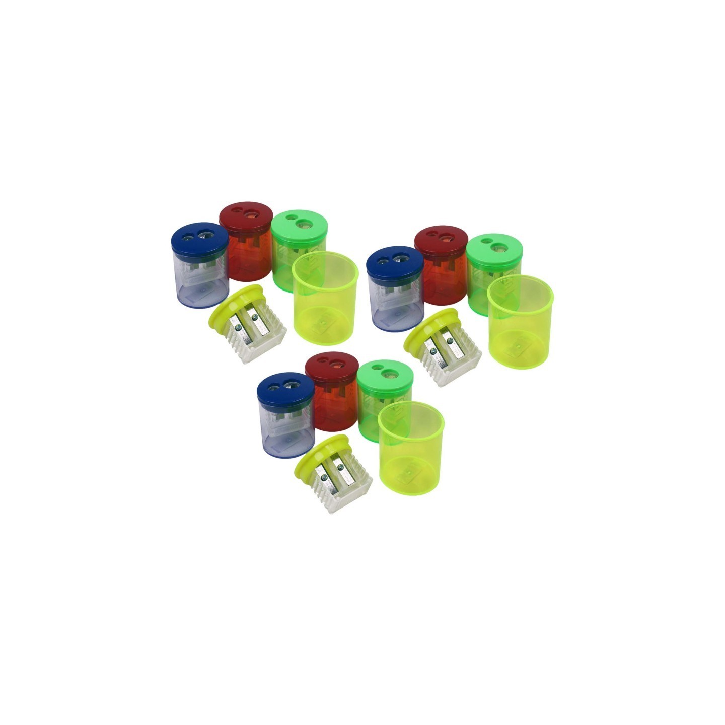 Eisen Two-Hole Pencil Sharpener, Assorted Colors, Pack of 12
