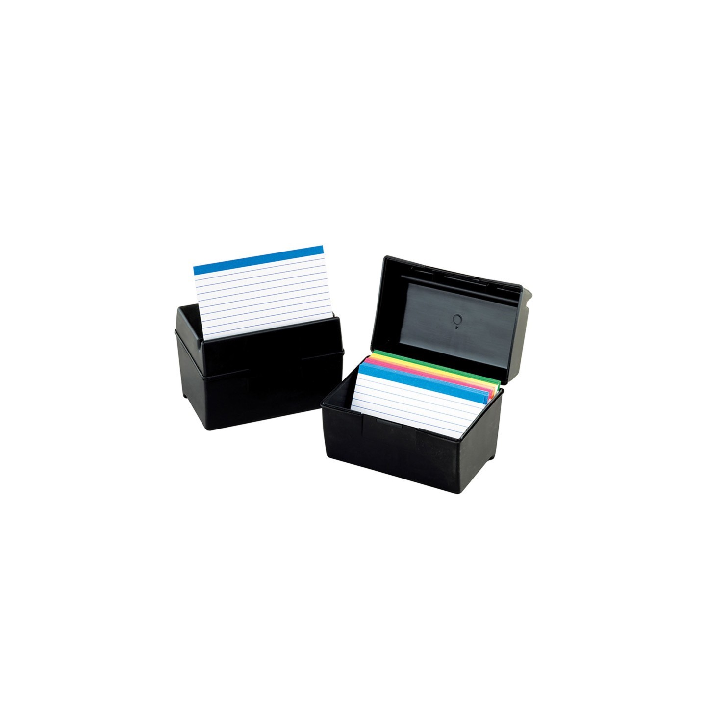 Oxford® Plastic Index Box, 3" x 5", 300 Card Capacity, Black