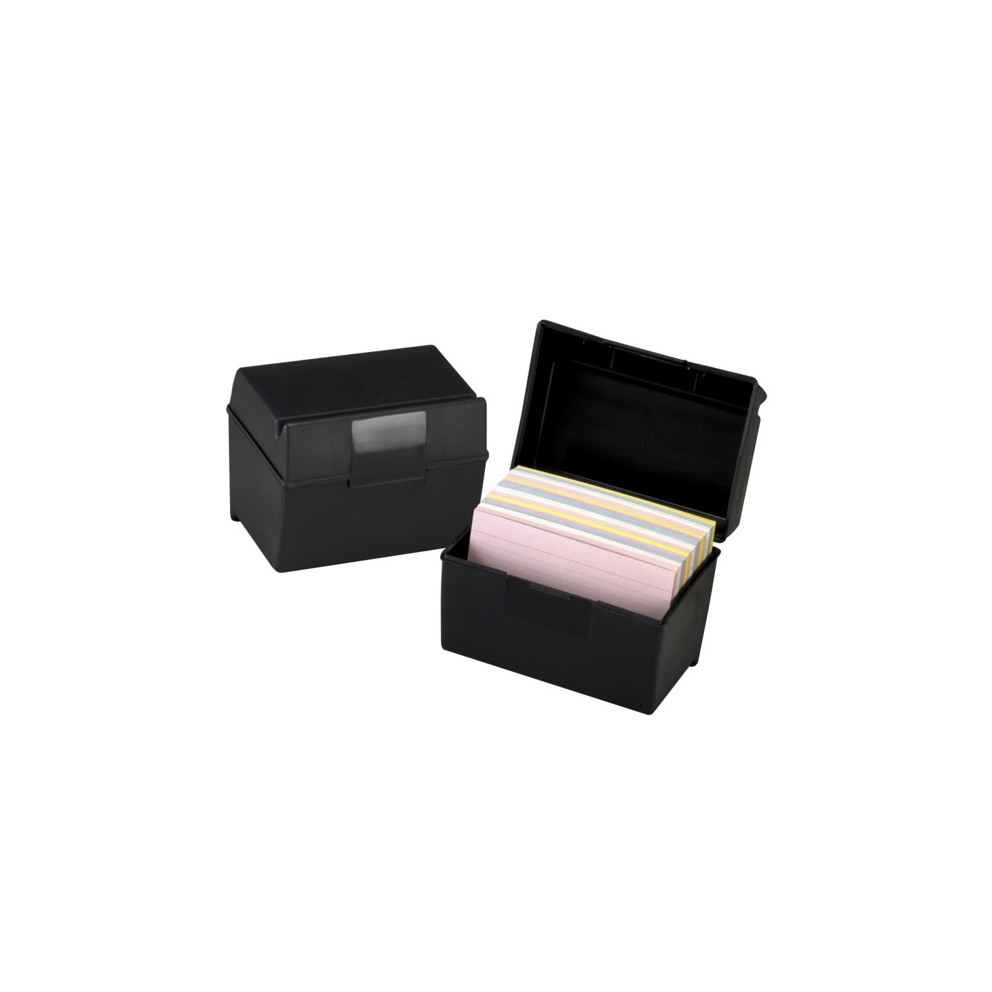 Oxford® Plastic Index Box, 4" x 6", 400 Card Capacity, Black