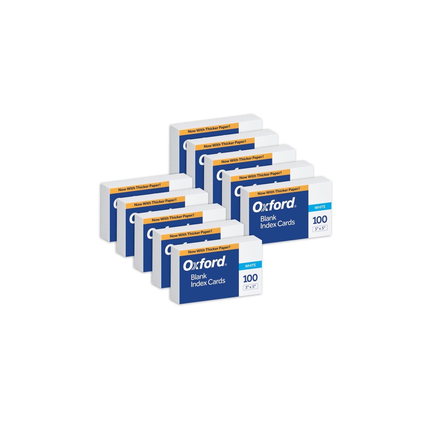 Oxford® Blank Index Cards, 3" x 5", White, 100 Per Pack, 10 Packs