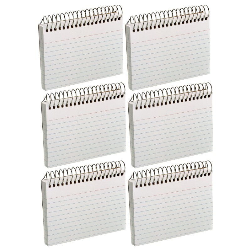 Oxford® Spiral Index Cards, 3" x 5", White, Ruled, 50 Per Pack, 6 Packs