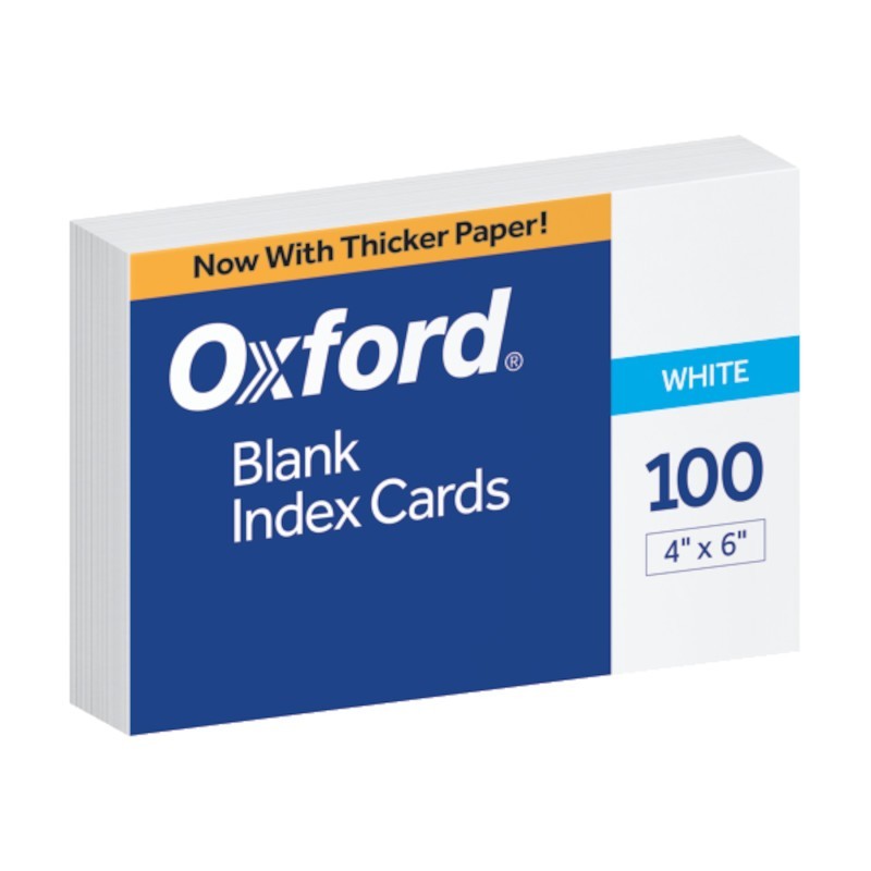 Oxford® Blank Index Cards, 4" x 6", White, Pack of 100