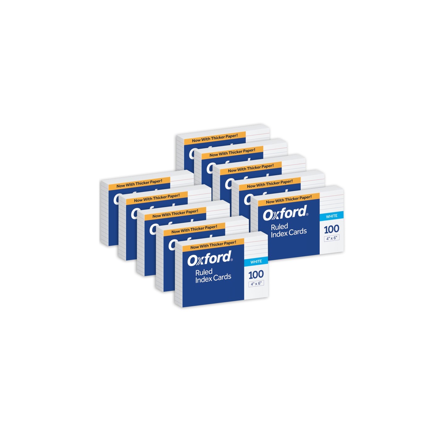 Oxford® Ruled Index Cards, 4" x 6", White, 100 Per Pack, 10 Packs