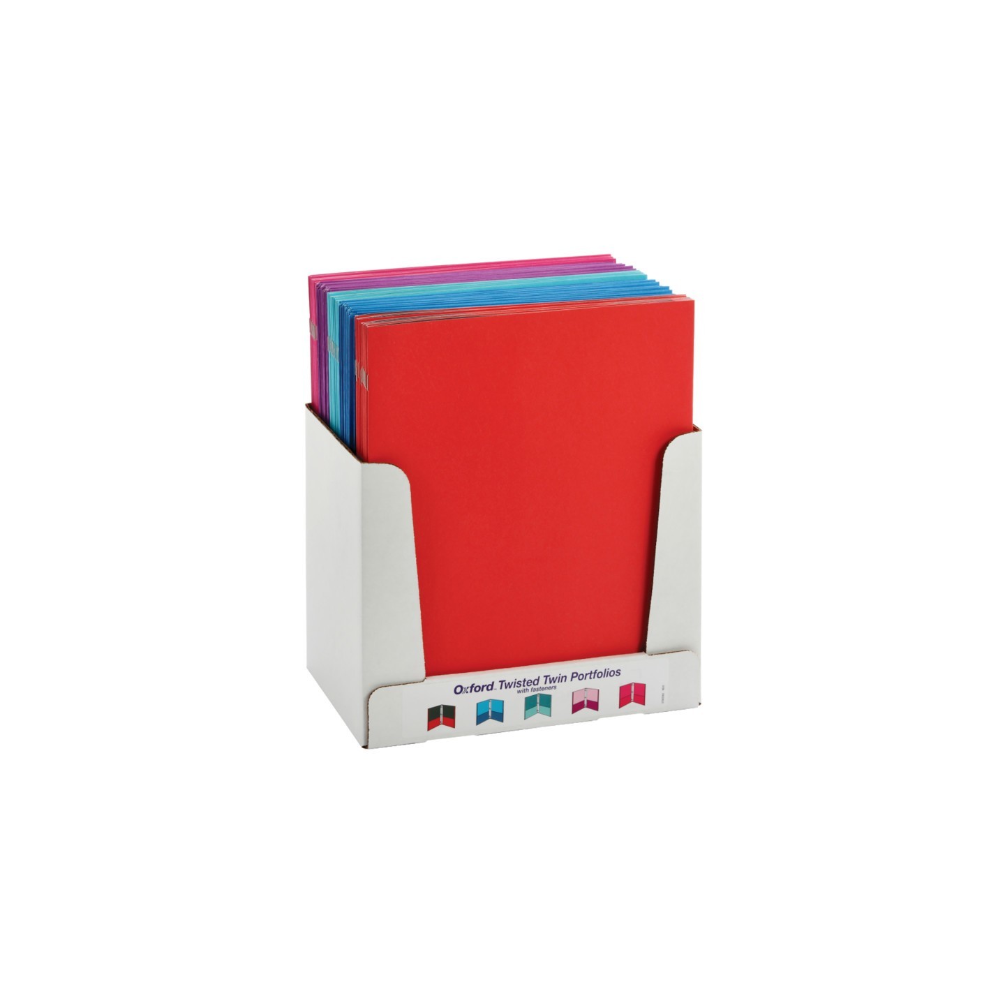 Oxford® Twisted Twin Pocket Folders with Fasteners, Letter Size, Assorted, Pack of 50