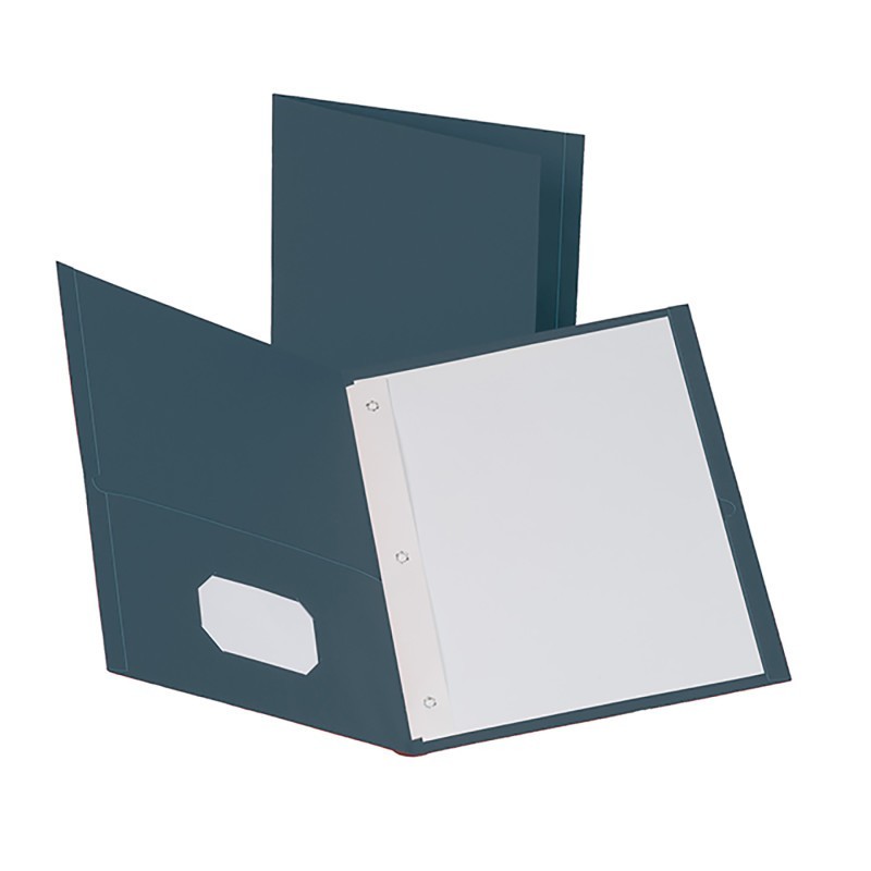 Oxford® Twin Pocket Folders with Fasteners, Dark Blue, Box of 25