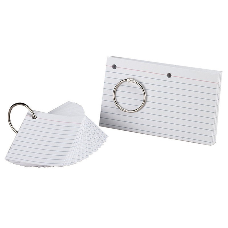 Oxford® JustFlip-it!™ Punched & Perfed Study Cards, Ruled, White