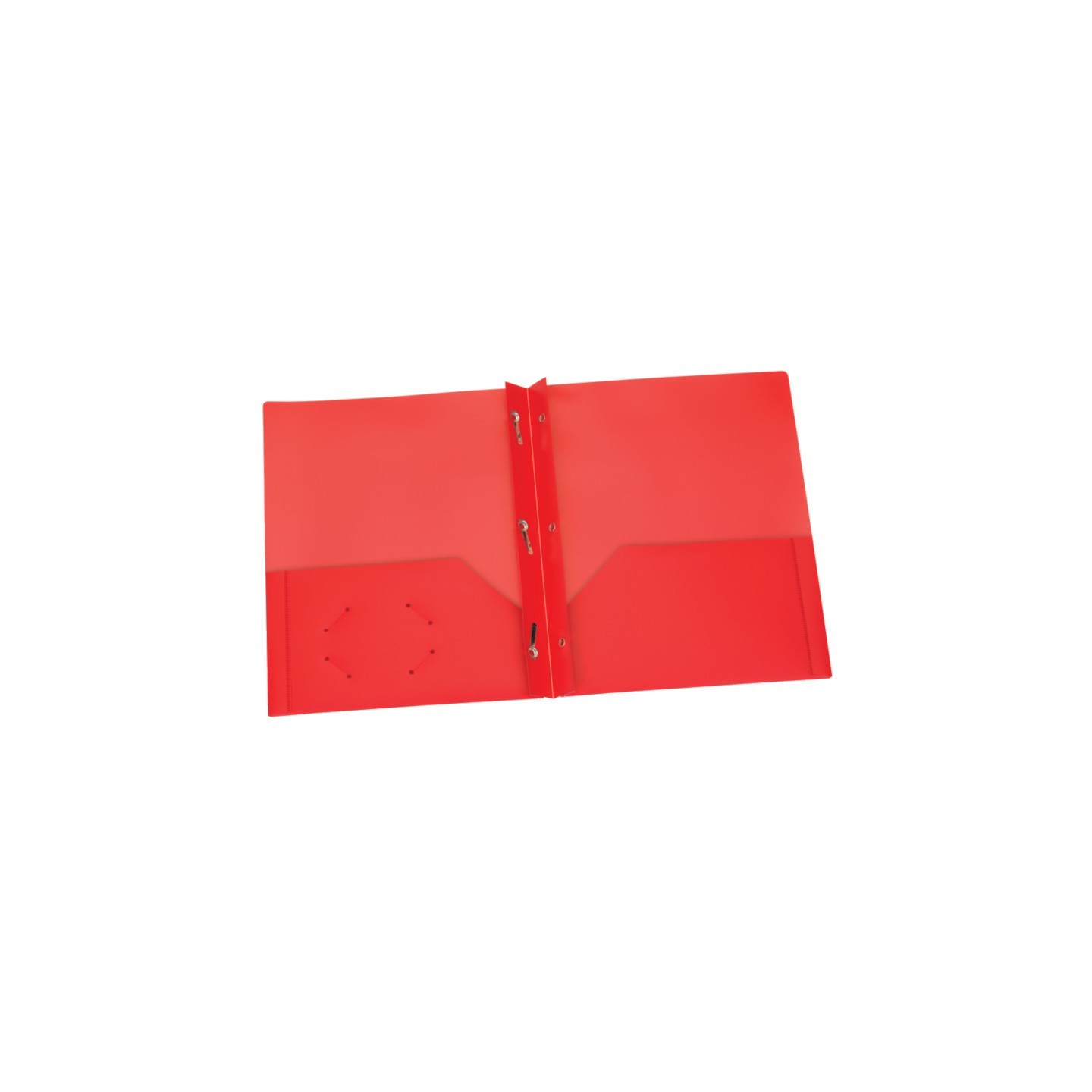 Oxford® Red Poly Two Pocket Portfolio with Prongs, Pack of 25
