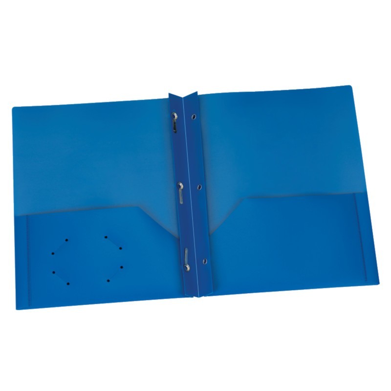 Oxford® Blue Poly Two Pocket Portfolio with Prongs, Pack of 25