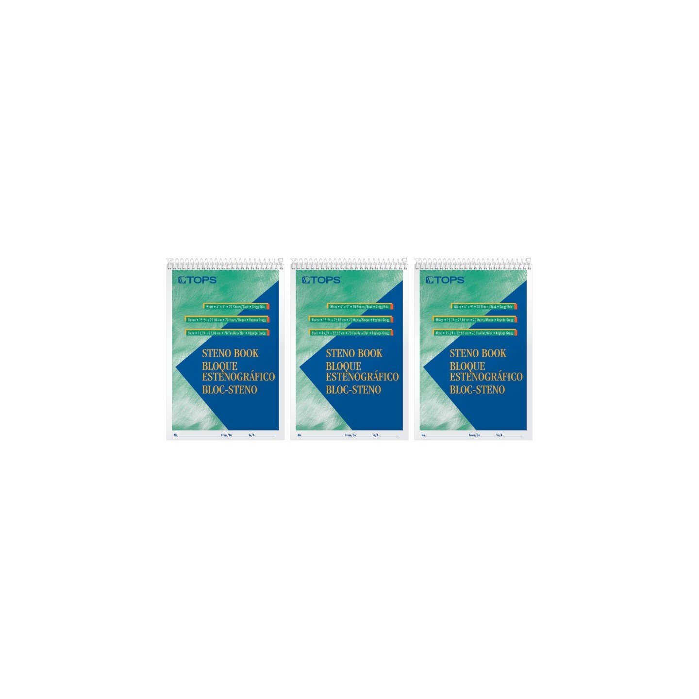 TOPS™ Steno Books, 6" x 9", Gregg Rule, 80 Sheets, Pack of 3