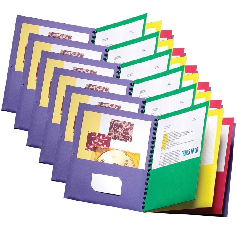 Oxford® Eight-Pocket Organizer, Multicolor, Pack of 6