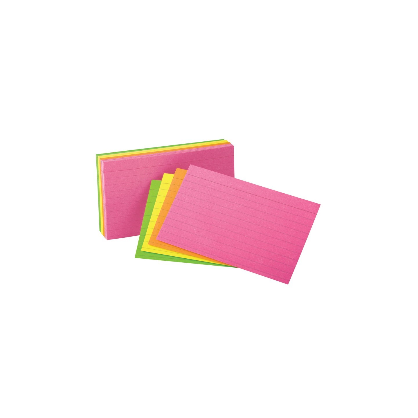 Oxford® Neon Index Cards, 4" x 6", Ruled, Assorted Colors, Pack of 100